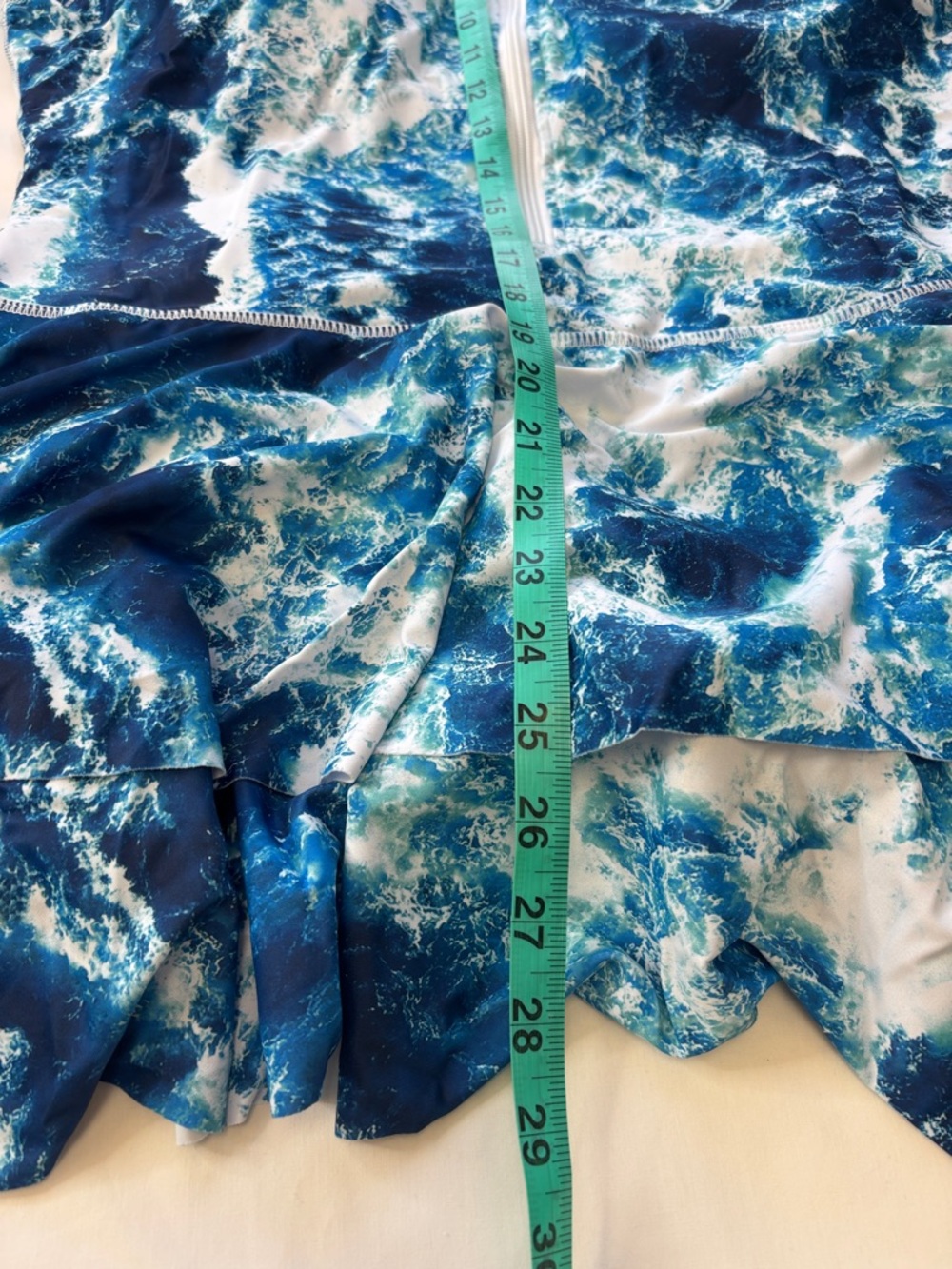 💙 Uniquebella Swim Tunic 3XL Blue White Ocean Wave Zip Long Sleeve 💙 - Picture 13 of 15